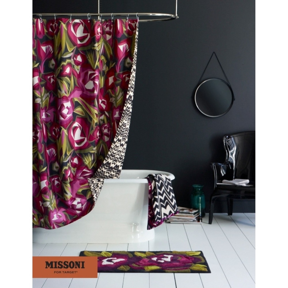 Missoni for Target Reversible Shower Curtain Floral Passione Chevron RARE! NEW